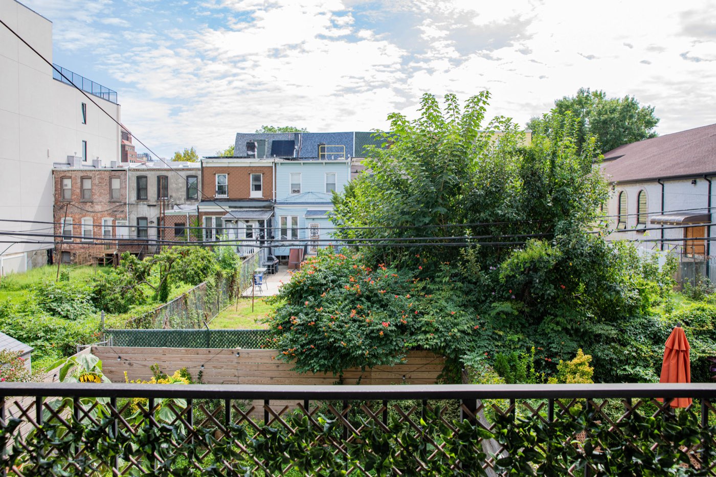 The view from the patio over the back gardens
